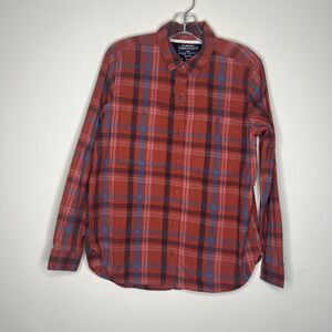 REI Cooperative Men’s Button Up Shirt Large Plaid Organic Cotton Outdoor Collar